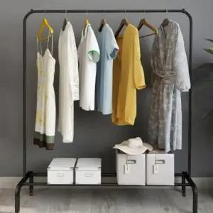 스탠드 조립 이동식 걸이 125cm 일자 옷 블랙 행거