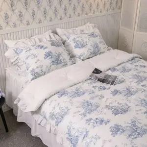 블루 패턴 광목이불베개세트 Q 뜨왈 이불베개세트 사계절 침구