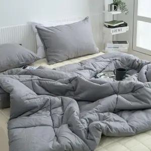 순면이불베개세트 Q 베딩 침구 사계절 이불베개세트 순면 그레이 샤이니