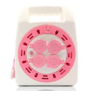 ( )러그 캠핑릴선 손잡이 케이블박스 멀티탭 캡형 4구 20M 화이트핑크 캠핑 코드릴