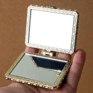 화장 양면손거울 휴대용 패브릭 원단 손거울