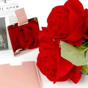 거울 메이크업 가죽케이스 미니 핑크 휴대용