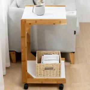 책상 모어홈 C형 테이블 대나무테이블 이동식 자취 침대옆 BEST 혼족 바 사이드테이블