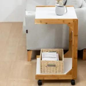 혼족 사이드테이블 모어홈 침대옆 공간거실테이블 대나무테이블 이동식 자취 C형 책상