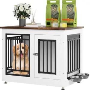 이타홈 28인치 반려견 상자 가구 조절 가능한 발과 탈착식 볼이 있는 나무 측면 끝 테이블 소형견을 위한