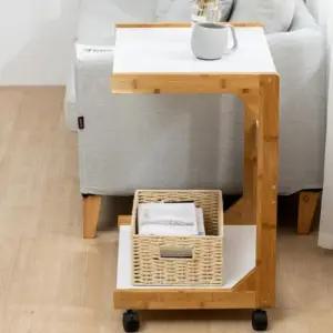 자취 모어 침대옆 협탁 C형 사이드테이블 혼족 미니 대나무테이블 테이블 이동식 공간