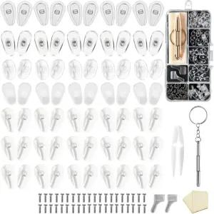 피지아오카 안경 코 패드 35쌍 수리 키트 업그레이드 소프트 실리콘 에어 챔버 나사 드라이버 핀셋 천 및