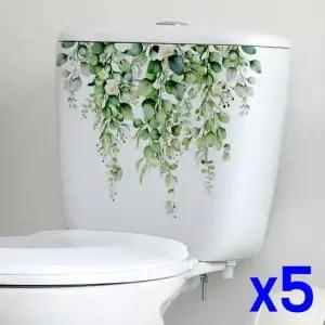 TBZ 화장실 인테리어 식물 포인트 스티커 x5개 벽스티커 매장인테리어 포인트스티커