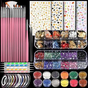 티니터 네일 아트 브러시 도구, 스티커가 있는 키트용 브러시, 디자인 도구 젬, 스터프 도팅 스티커 용품