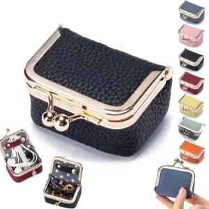 정품 가죽 미니 주얼리 박스 휴대용 빈티지 감성의 동전 지갑 케이스 귀걸이/반지/목걸이/브레이스용