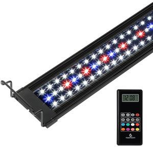 워터리버스 무선 원격 풀 스펙트럼 수족관 LED 라이트 스트립 - 수조 식물을 위한 타이머 및 RGB 모드가 포함된 초박형 디자인(20-26인치)