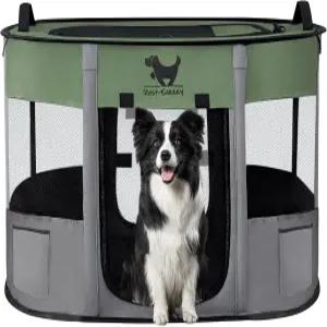 휴식-이지 강아지 놀이펜 중형견용 접이식 고양이 탈착식 그늘막이 있는 휴대용 반려동물 케이스가 소형