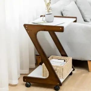 자취 바퀴달린 혼족 사이드테이블 책상 테이블 소파사이드테이블 Z형 침대 대나무테이