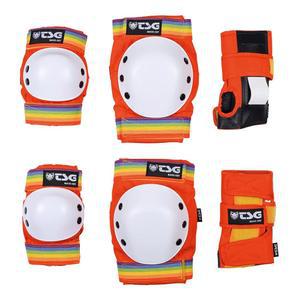 TSG 베이직 올인원 스케이트보드 보호 세트 - 무릎 패드, 팔꿈치 패드, 손목 보호대, EVA 컵 폼, PE 캡, 하드쉘 보호, 프리 셰이프, 말굽, 풀오버 디자인