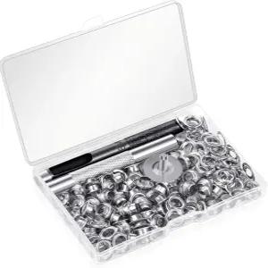 120 세트 그로밋 도구 키트 1/4 인치 크리도스 아일렛 키트(직물 방수포 커튼용 설정 및 보관 상자 포함)