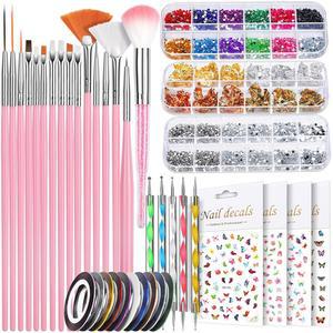 티니터 네일 아트 브러시 세트, 도구, 키트, 용품, 라인스톤, 아트용 액세서리