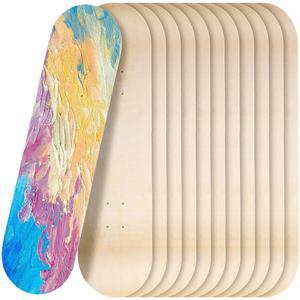 대체 아트 페인팅 홈 데코를 위한 뮤크 12팩 블랭크 스케이트보드 데크 벌크 7.9 x 31인치 내추럴 7겹 나무 더블 테일 플레인 스케이트 데크