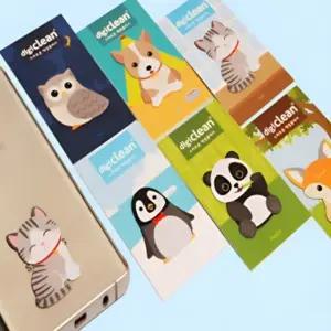 (1개 랜덤) 극세사 캐릭터 액정클리너 스티커 안경 닦이 클리너