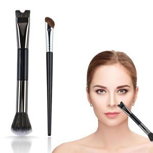 2개의 코 컨투어 브러시, 메이크업용 U자형 다기능 듀얼 엔드 플러피 여성용 소프트 미니 앵글 플랫 컨실러 브러시