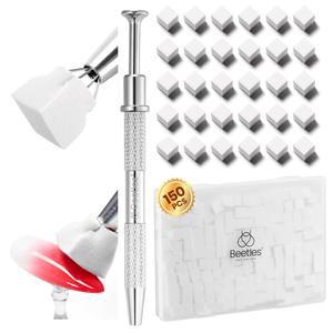 비틀스 150pcs 옴브레용 소프트 네일 스펀지, 그립 펜이 있는 화이트 블루밍 아트 브러시, 그라디언트 매니큐어 DIY 도구, 가정 및 살롱용 전문 액세서리 용품