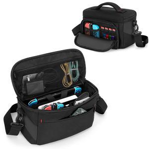 [미국배송] 닌텐도 스위치 / 스팀 덱 플레이스테이션 포털과 호환되는 럭스자 휴대용 케이스 콘솔 도크용 멀티 포켓 숄더백 조이콘 게임 카드 및 기타 액세서리 블랙