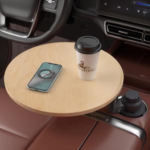노트북용 카 트레이 & 데스크, 360 회전 우드 컵 홀더 테이블, 스티어링 휠 트레이,