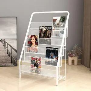 나무 프레임 매거진랙 수납장 흰색 가판대 높이 화이트 신문