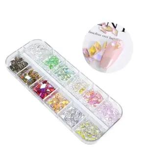 네일아트 언포일 레진 투명 얼음 스톤 12칸 300p 세트