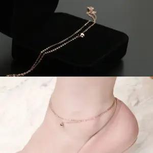 심플 더블체인 발찌 14K 로즈골드 레이어드 느낌