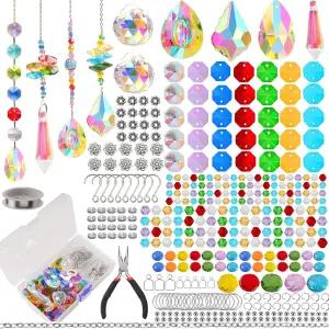 LPKADQA 500PCS 선캐처 크리스탈 비즈 DIY 실내 야외 정원 장식 예술 및 공예 키트 제작