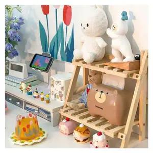 인테리어 수납 미니 다용도 원목 선반