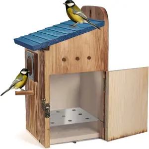 선물 상자가 있는 야외용 블루버드 하우스 - 투명 시야 패널이 내구성 버드 및 렌 스왈로우 핀치 치카디