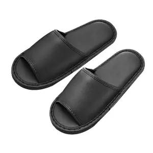 여성 데일리 층간소음 블랙 슬리퍼 방지 실내화 거실화 레자