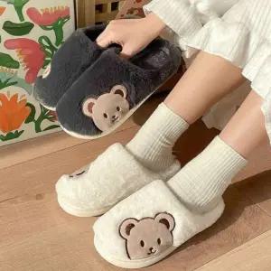 보온 곰돌이 거실화 방한 슬리퍼 실내화 털 겨울 [HAT]