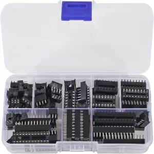 66PCS DIP IC 소켓 어댑터 솔더 타입 키트 6 8 14 16 18 20 24 28 핀 DIP6 DIP8 DIP14 커넥터 2.54mm 피치