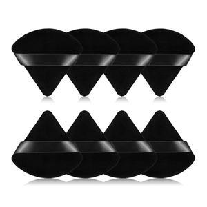 초부드러운 벨벳 소재의 삼각 파우더 퍼프 메이크업 스펀지 8개, 컨투어링, , 코너용으로 디자인된 뷰티 블렌더 파운데이션 믹싱 용기.(블랙)