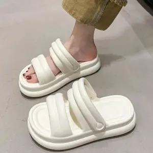 여자 쿠션감 푹신한 샌들 두줄 겸용 좋은 슬리퍼 통굽