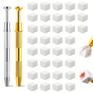 에이토 100Pcs 옴브레용 소프트 네일 스펀지, 2팩 그립 펜, 아우라 매니큐어 아트 도구(실버+골드) 포함