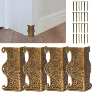 4개의 베이스보드 모서리 보호대 파일 박스 책장 나무 케이스 보석 장식용 빈티지 메탈 스커트 보드