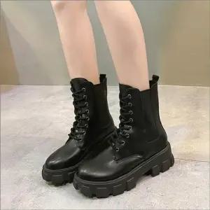 여자 통굽 부츠 레이스업 청키솔 플랫폼 빅사이즈 워커 하이탑