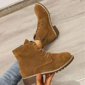 여자 부츠 미들 스웨이드 옆지퍼 워커 캐주얼 낮은굽