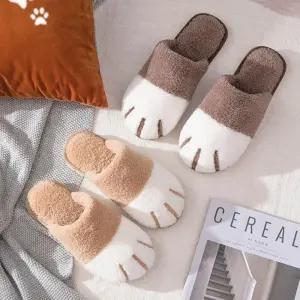 고양이발 슬리퍼 쿠션 겨울 실내화 털 거실화
