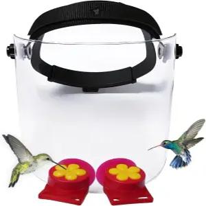 Hsmanchry 벌새 모이통 헬멧 설치가 간편한 모자 2개의 둥근 꿀통 누수 방지 및 신속한 리필