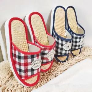 거실화 발마사지 지압 체크 슬리퍼 실내화