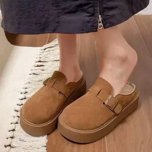 여성 내부 겨울 두툼 외출 방한 여성슬리퍼 슬리퍼 사무실 겨울슬리퍼 굽 키높이 안감
