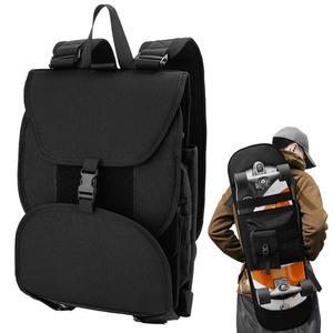 이베이코 업그레이드된 미포 스케이트보드 백팩, 조절 가능한 접이식 스케이트보드 숄더백 스포츠 패키지, 와이드 스케이트보드 캐리어 행거 여행용 백팩(블랙)