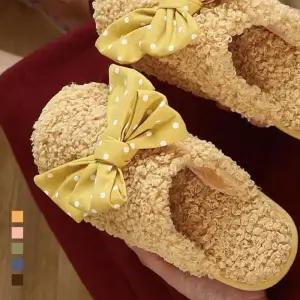 거실화 리본슬리퍼 리본 털 쿠션 소프트 소프트슬리퍼 겨울 털슬리퍼