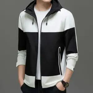 슬램덩크 남자 캐주얼 상의 등산복 바람막이 점퍼 후드 봄가을 트렌드 아웃도어 배색 HO3