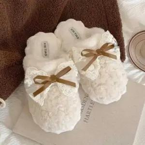 여성 겨울슬리퍼 슬리퍼 용 겨울 리본 안감 실내화 여성슬리퍼 털 따뜻한