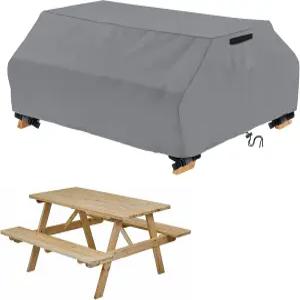 스타트투 방수 피크닉 테이블 커버 야외 파티오 벤치 6피트 세트 방풍 70/72인치 회색